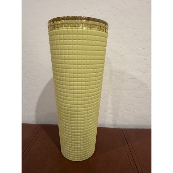 Starbucks Yellow Soft Touch Matte Grid Tumbler 24oz Cold Cup - NEW - No Straw - Picture 2 of 4